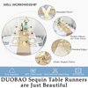 DUOBAO Table Runner 72 Inches Pack of 5 Champagne Gold Sequin Table Runner Sequins Cake Table Runner Happy Birthday Decor Sequence Table Runners 12x72 Inches Wedding Party Decorations