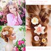SuPoo 21 Pack Rose Flower Hair Clips Flower Clips for Hair Hawaiian Flower Claw Clip Mini Alligator Clips Cute Side Hair Barrettes for Women Girls Wedding Brooch Boho Hair Styling Accessories