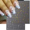 Metallic Moon Star Nail Stickers 8 Sheets Gold Silver Nail Art Stickers 3D Self-Adhesive Cloud Sun Star Nail Art Design Supplies Starlight Moon Charm Nail Decals for Women Acrylic Manicure Decoration