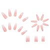 24 Pcs Heart Pink French Tip Press on Nails Long Coffin Fake Nails Glitter Rhinestones Glossy False Nails Full Cover Heart Stick on Nails with Glue on Nails for Women Girls DIY Nail Manicure Tip