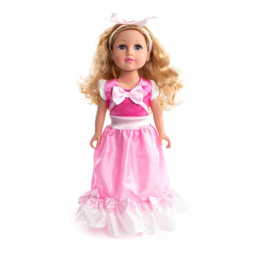 Little Adventures Cinderella Ball Gown Princess Doll Dress - Doll Not Included - Machine Washable Child Pretend Play and Party Doll Clothes with No Glitter