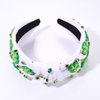CEALXHENY St. Patrick's Day Headband for Women Green Shamrock Headband Embellished Crystal Rhinestone Knotted Headband St. Patrick's Day Hair Accessories Outfits Irish Holiday Gifts (Shamrock 3)