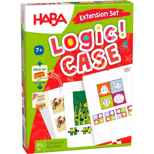 HABA Logic Case Extension Set: Dangerous Animals Ages 7+ Travel Games, Learning Toys, Flash Cards for Kids, Brain Teaser Puzzle Games