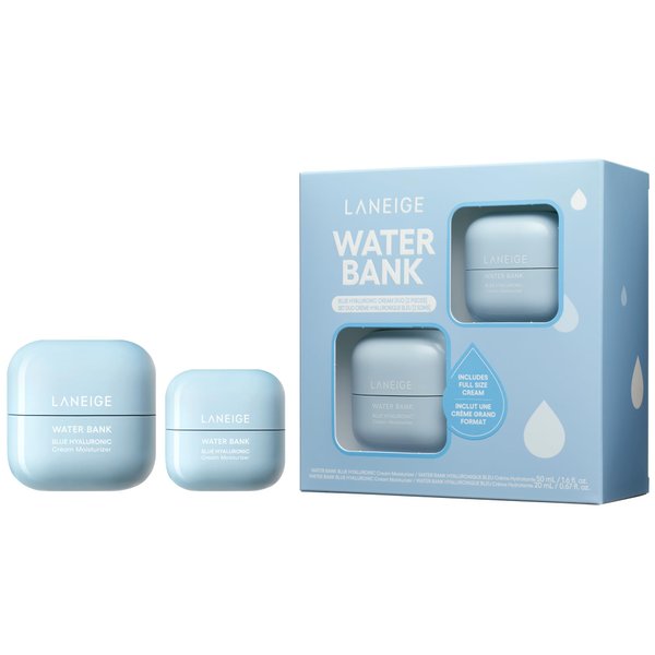 LANEIGE Water Cream Duo Set: Hyaluronic Acid, Barrier-Boosting Hydration, Full Sized, Travel Sized