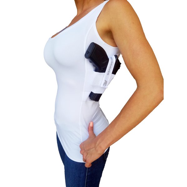 AC Undercover Women's Concealed Carry Tank Top - Compression Clothing with Holster - Stylish and Secure Gun Holster Shirt for Women - Tactical and Everyday Use - Size Small, 1 Pack, White
