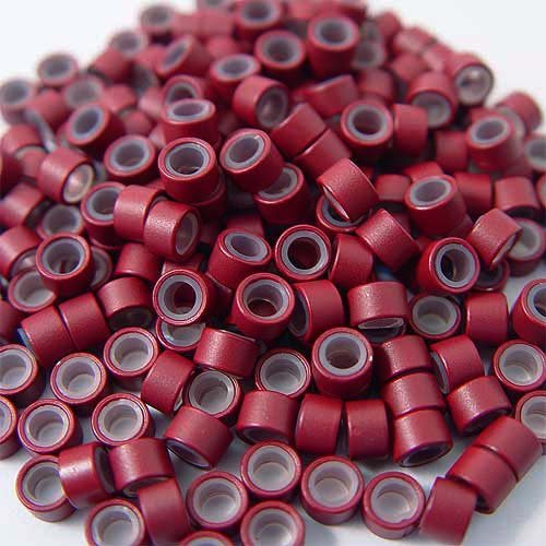 500 PCS 5mm Light Burgundy Red Color Silicone Lined Micro Rings Links Beads Linkies For I bonded Tipped Hair Extensions