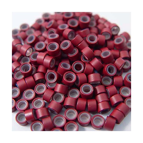 500 PCS 5mm Light Burgundy Red Color Silicone Lined Micro Rings Links Beads Linkies For I bonded Tipped Hair Extensions