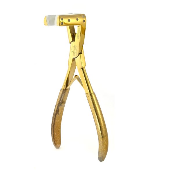 My Hair Tools Professional Tape in Hair Extensions Plier Stainless Steel Extensions Tape Sealing Pliers Tool with Box Gold Color Hair Extension Styling Tools Non-Slip Grip