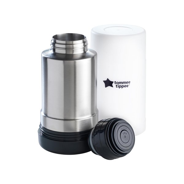 Tommee Tippee Portable Travel Baby Bottle and Food Warmer, Thermal Insulation, Stainless-Steel Flask with Leak-Proof Lid