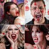 Dzrige Halloween Retractable Vampire Fangs Scary Creepy Plastic Vampire Fake Teeth for Cosplay Party Props Halloween Carnival Party Fangs Favors