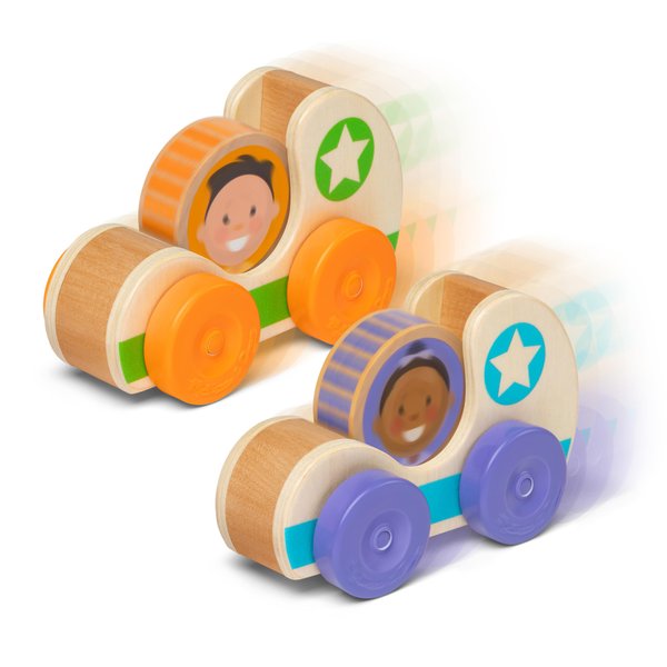 Melissa & Doug GO Tots Wooden Star Cars (2 Cars, 2 Disks) Stacking Toys for Infants, Hand Push Vehicles, Wooden Car Toys for Toddlers Ages 1+ - FSC-Certified