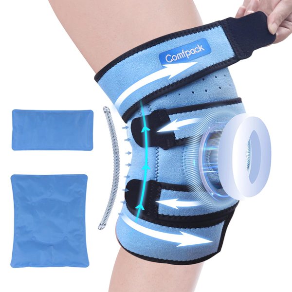 Comfpack Ice Pack for Knee Injuries, 2 Gel Packs Wrap Around Entire Knee, Hot Cold Therapy Relief for Knee Replacement Surgery, Kne Pain, ACL, Meniscus Tear, Swelling
