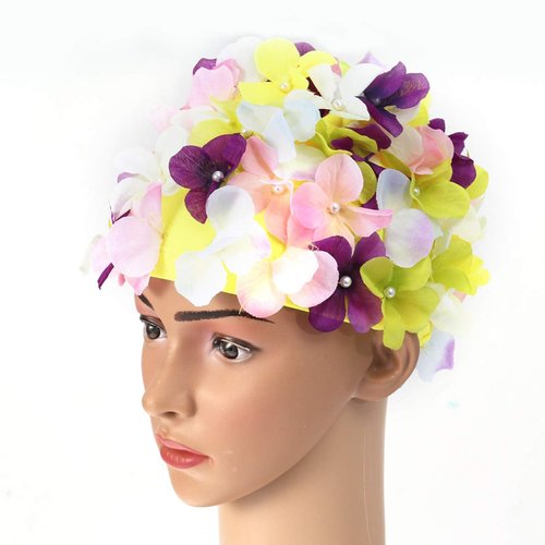 WINOMO Swim Cap Floral Petal Stylish Swimming Hat Bathing Caps for Women (Colorful)