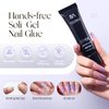 Five Angeles Tipex Gel Nail Tips Kit,Full Cover Long Coffin Pre-building Acrylic Nail Set Deep C Curve for Flat Nail,120pcs Clear Press On Nail Tips+Solid Nail Glue+Nail Lamp+Base Gel