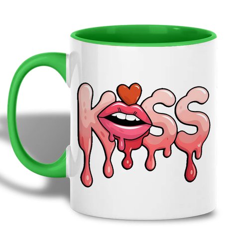 Kiss Lips Dripping Design Ceramic Mug, 11oz Coffee Cup with Romantic Valentine’s Day Theme, Fun Gift for Couples, Reusable Eco-Friendly Tea Mug for Hot Beverages, Unique Anniversary, Wedding-Love Gift