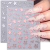 3D Metallic Flower Leaf Nail Art Stickers Mirror Silver Rose Gold Flower Nail Decals Floral Nail Stickers for Nail Art Supplies Bronzing Petal Leaves Flower Stickers for Girls Women Nail Decorations