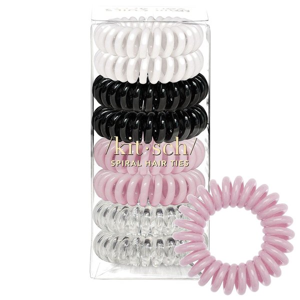 Kitsch Spiral Hair Ties for Women - Coil Hair Ties for Thick Hair | No Crease Hair Tie | Spiral Hair Ties No Damage | Hair Coils & Phone Cord Hair Ties for Thin Hair, Hair Ties Spiral, 8 pcs (Basics)