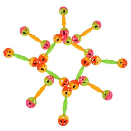 POPETPOP 2Pcs Bird Parrot Toys Rattle Bells, Plastic Hammer Rattle, Early Educational Instrument Music Toys, Parakeets Cockatiels Love Birds Foraging Foot Toys (Mixed Style)