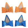 4 Pcs Dog Birthday Party Supplies,​ Blue Ears Hair Clips, Dog Ears Hair Barrettes, Blue Party Bow Decorations Accessories for Halloween Costume Cosplay (Blue, Orange)