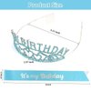 BAHABY It's My Birthday Sash & Rhinestone Birthday Tiara Set Birthday Sash and Crowns for Women Happy Birthday Decorationss- Blue