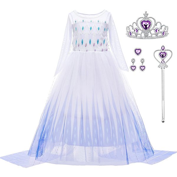 iTVTi Girls Princess Costumes Halloween Carnival Cosplay Birthday Party Dress White, 4-5 Years (Label 120)