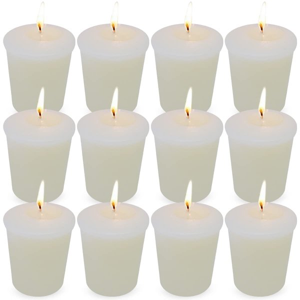 Abarli Votive Candles 12 Packs Small Undscented Bulk Soy Wax Votives for Weddings, Bridal Showers, Holiday & Home Parties