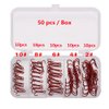 50pcs/Box Red Treble Hooks, High Carbon Steel Fishing Hooks Kit, Sharp & Round Bend Fishing Treble Hooks for Catfish Lures Baits Bass Size #2#4#6#8#10 Fishing Accessories and Equipment