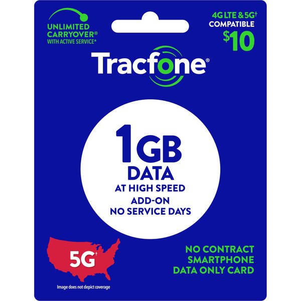 TracFone $10 Data Add–On Card 1GB [Physical Delivery]