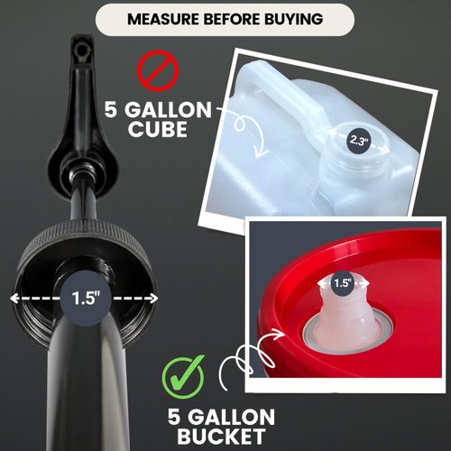 Gallon Pump Dispenser - 5 Gallon Bucket Pump, Pump Bottle Dispenser Oils & Fluids, Shampoo, Detergent, White Vinegar, Distilled Water, Condiment, Gallon Jug Pump Growler, Gallon Pail Pump, Black 2pk