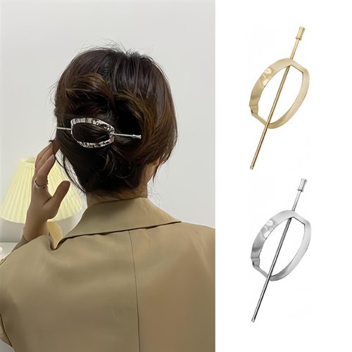 2pcs Vintage Metal Geometric Hair Slide Clip Barrettes Hair Sticks Hair Fork Minimalist Circle Hair Clip Hair Accessories Decorative Accessories for Women Girls