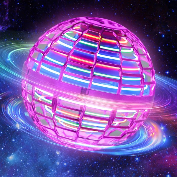 MERRYHOME 2024 Flying Orb Ball Toy: Boomerang Hover Ball Flying Toys, Magic RGB Lights Controller Mini Drone, Floating Ball Toy Fly Spinners Cool Stuff for Kids Adults Birthday Gift (Pink)