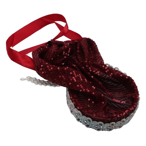 Zerodis Hijab for Women, Elegant Elastic Flexible Scarf Soft Silky Hot Rhinestones Bow Muslim Headband for Muslim Women(Red wine)