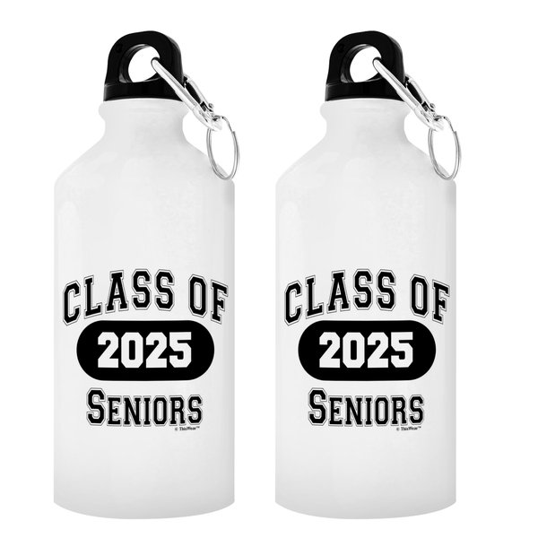 ThisWear Graduation Gift Set Class of 2025 Seniors 2-Pack 18oz Aluminum Water Bottles with Clip & Sport Top