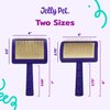 Jelly Pet Universal Slicker Brush for Dogs, Dog Grooming Brush, Remove Tangles and Dead Undercoat, Tuffer Than Tangles Maltese Shi-Tzu Poodle Bichon, Soft Pins, Purple, Small