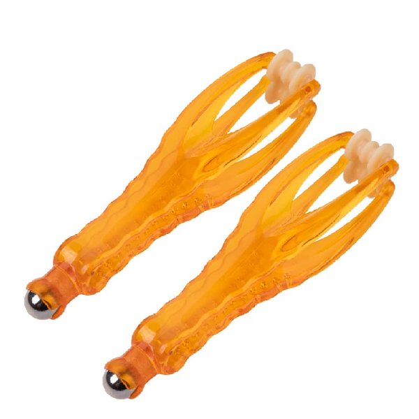 Angzhili 2 Pack Finger Massager,Finger Roller,Handheld Finger Massage Tool for Blood Circulation and Stress Relief,Plastic Double Rubber Roller Massager (with steel ball)