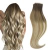 HOTBANANA Tape in Hair Extensions, 18 Inch Tape in Hair Extensions Human Hair 20pcs 50g Walnut Brown to Ash Brown and Bleach Blonde Balayage Tape Hair Extensions Straight Human Hair Tape in Extensions