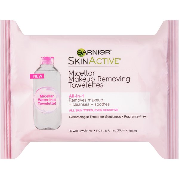 Garnier SkinActive Micellar Facial Cleanser & Makeup Remover Wipes, Gentle for All Skin Types (25 Wipes), 1 Count (Packaging May Vary)