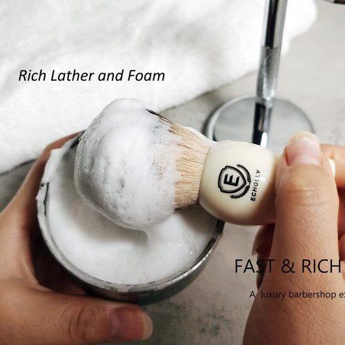 Premium Shaving Brushes for men by Echolly-NO Shedding Bristle Shave Brushes for Men-Smooth Acrylic Handle Legacy Shave Brush-Rich and Fast Lather Shaving Cream Brush Dad Gifts for Fathers Day