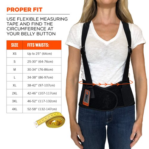 Ergodyne ProFlex 1100SF Back Support Brace, 8" Spandex Belt, Patented Stays Provide Added Support, Small
