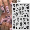 8 Sheets Spider Nail Art Stickers, Halloween Nail Decals 3D Self-Adhesive Black White Spider Web and Spider Design Nail Sticker Halloween Acrylic Nail Art Decoration for Women Holiday Nail Charm