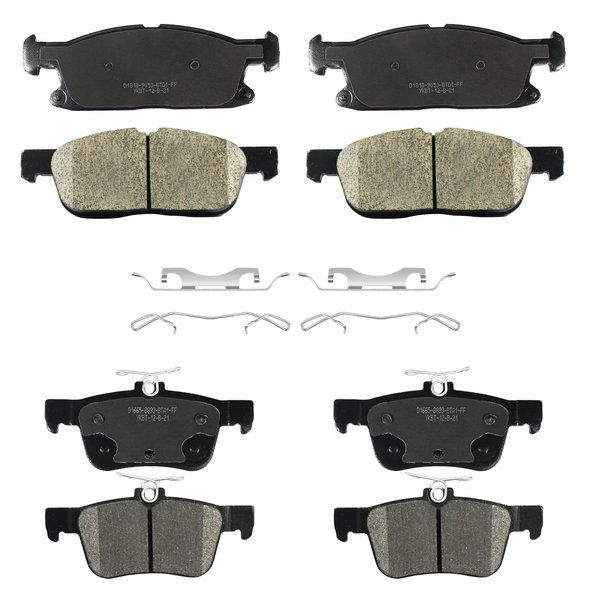 YxpBrake Ceramic Front and Rear Disc Brake Pads Kit with Hardware fit for Ford Edge 2015 2016 2017 2018 2019 2020 2021 Lincoln MKX 2016-2018 Nautilus 2019 2020