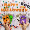Halloween Party Favors for Kids-50 Pack Mason Jars Shape with Candy Bags, 5 Design Halloween Cards for Trunk or Treat Party Gift, Halloween Cardstock Fall Crafts for Kids Halloween Craft Supplies