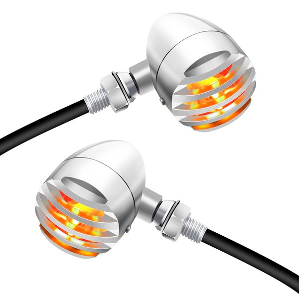NTHREEAUTO Universal Motorcycle Blinkers Bullet LED Turn Signals Indicator Front Compatible with Harley Dyna, Honda Shadow, Kawasaki Vulcan, Yahama, Bobber, Suzuki 12V Motorbikes