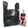 Homerite Grocery Shopping Plastic T-shirt Bags Plain 12" x 7" x 21" (Black, 150)