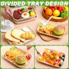 Rtteri 4 Pcs Chip and Dip Serving Platter Set Large Plastic Divided Party Tray Snack Plates 9.84 x 7.28 x 1.26 Inches Reusable Serving Platter Dumpling Plate with Sauce Compartment for Buffet Parties