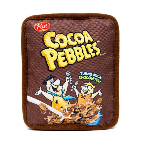 The Flintstones Dog Toy, Cocoa Pebbles Fred and Barney Cereal Box Replica Brown Pet Toy, Plush