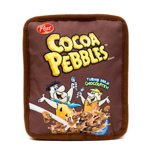 The Flintstones Dog Toy, Cocoa Pebbles Fred and Barney Cereal Box Replica Brown Pet Toy, Plush