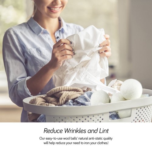SnugPad XL Wool Dryer Balls, Natural Fabric Softener 100% Organic New Zealand Wool, Anti Static, Lint Free, Odorless, Chemical Free, Reduces Wrinkles, Baby Safe, Save Energy & Time, White 4 Count