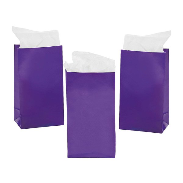 Fun Express Mini Purple Paper Treat Bags (2 Dozen) - Bulk