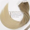 LacerHair BalayageTape in Hair Extensions Human Hair Double Side Tape Seamless Skin Weft Ombre Light Brown to Platinum Blonde B#8/60 50 Grams 20Pcs 14 Inch